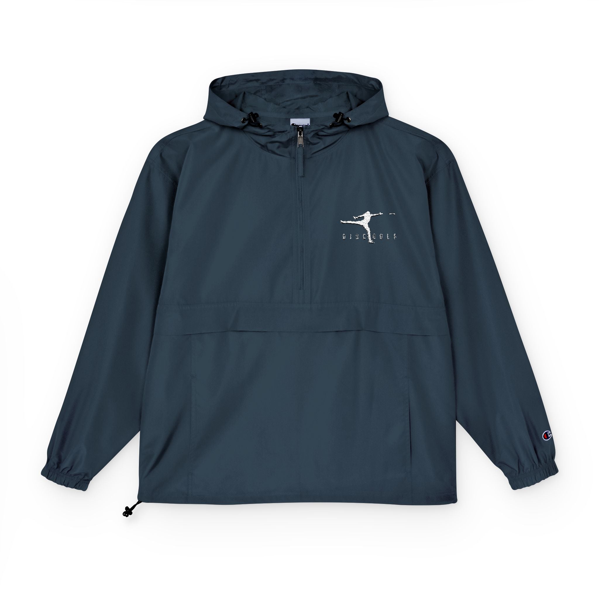 Disc Golf Man Packable Anorak Jacket — Lightweight Hooded Windbreaker with Small Logo