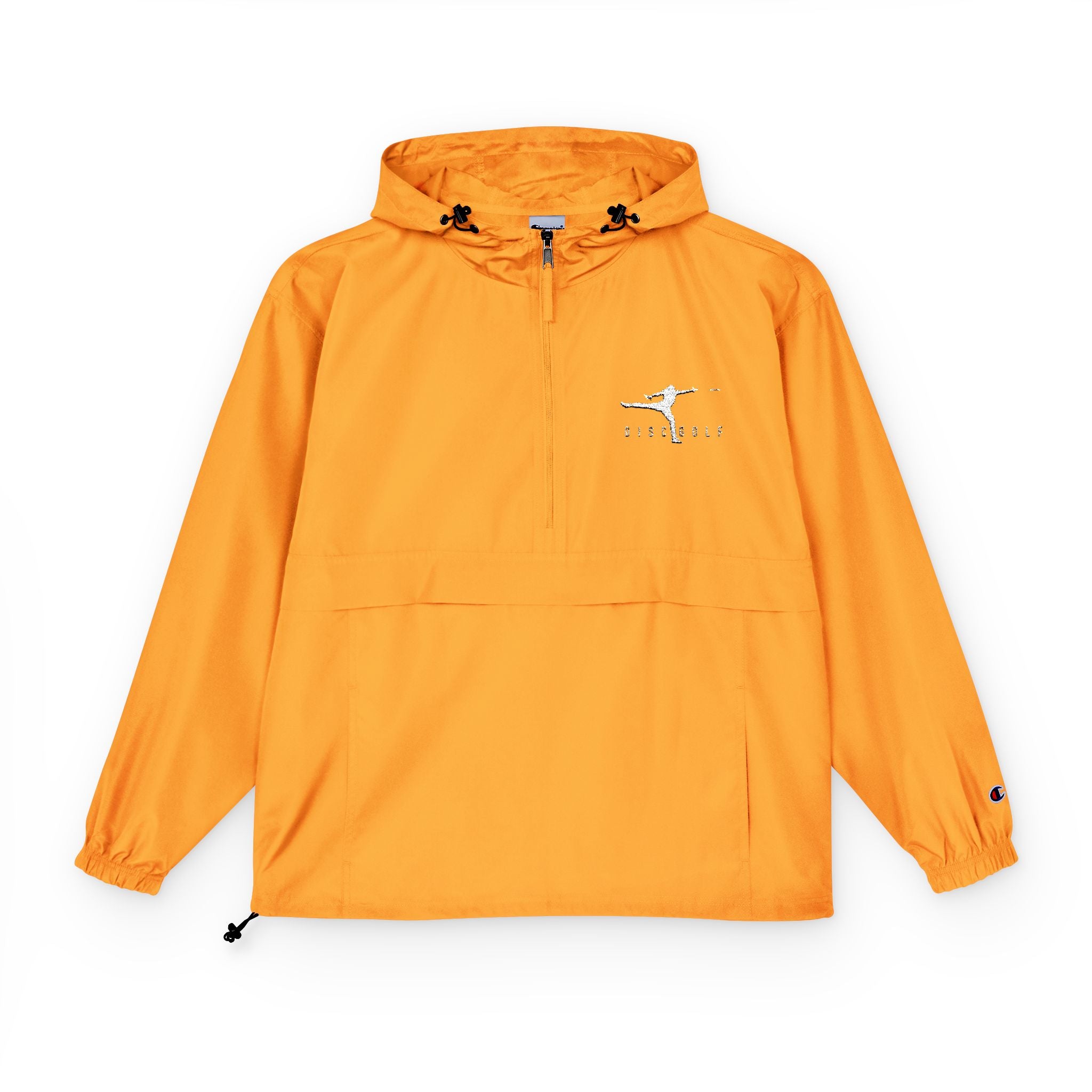 Disc Golf Man Packable Anorak Jacket — Lightweight Hooded Windbreaker with Small Logo