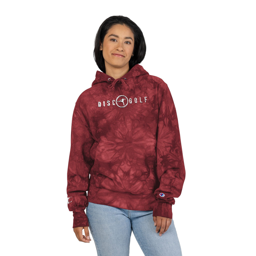 Disc Golf Man Logo Tie-Dye 'Rise Wolf' Embroidered Hoodie