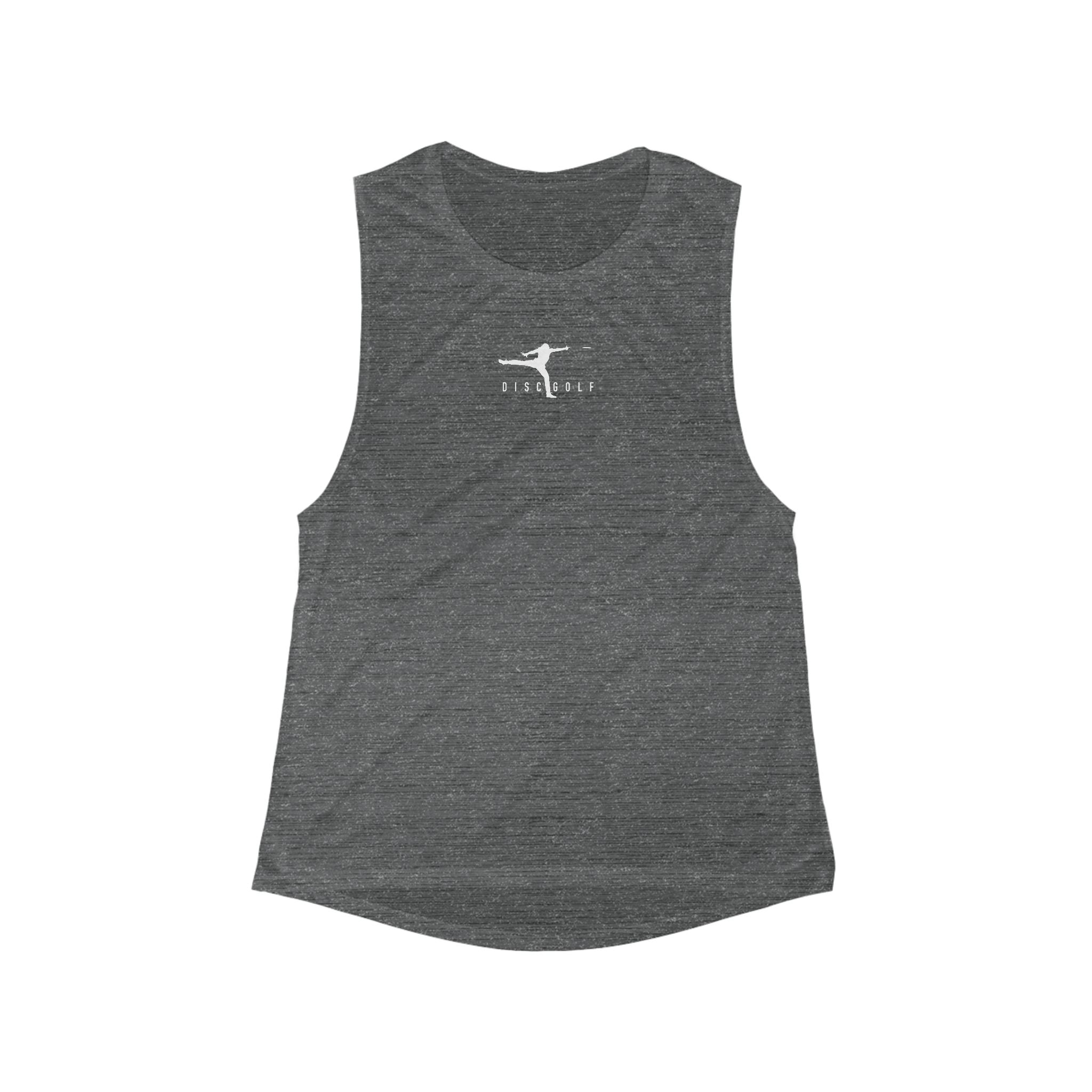Disc Golf Man Yoga Pose Muscle Tank — Women's Flowy Scoop Athletic Tank Top