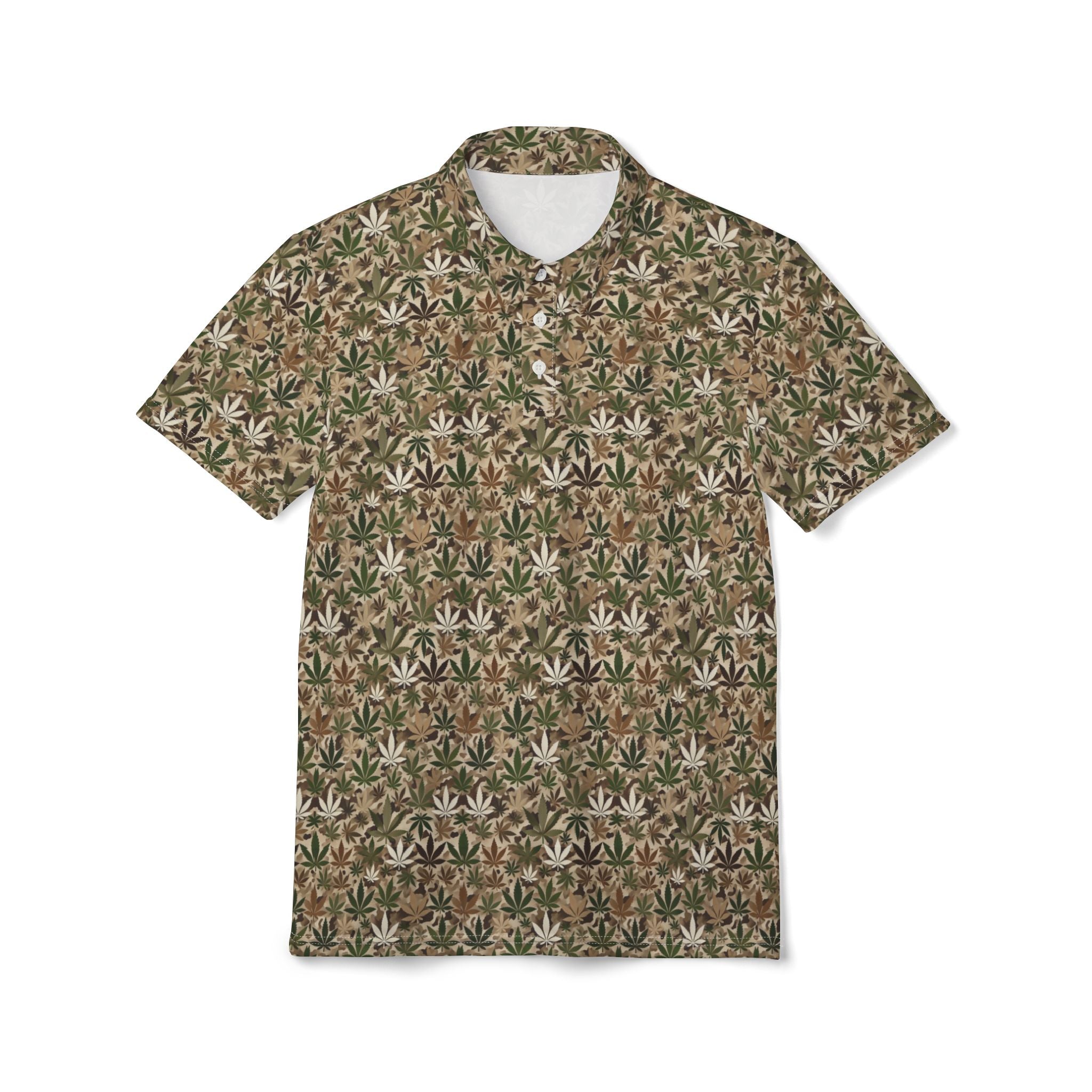 Men's Camo Hemp Leaf Polo Shirt