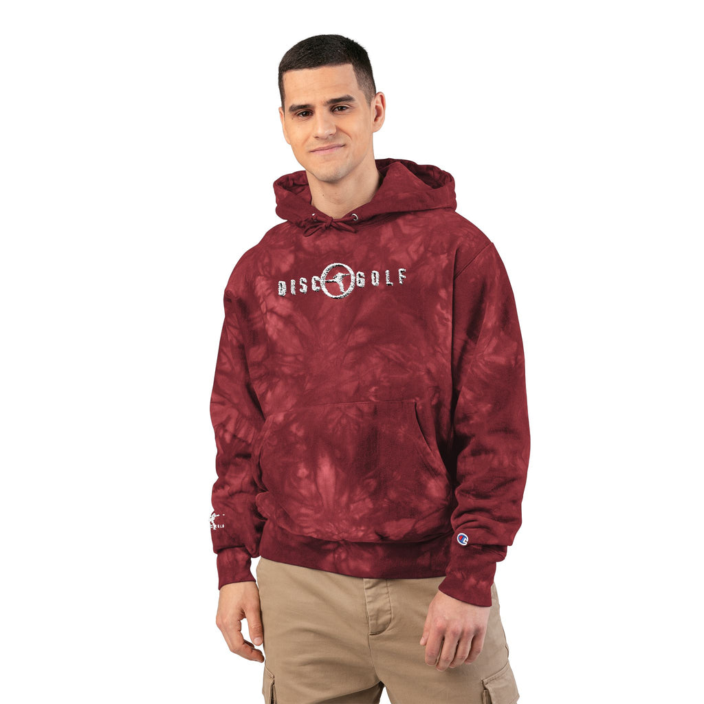 Disc Golf Man Logo Tie-Dye 'Rise Wolf' Embroidered Hoodie