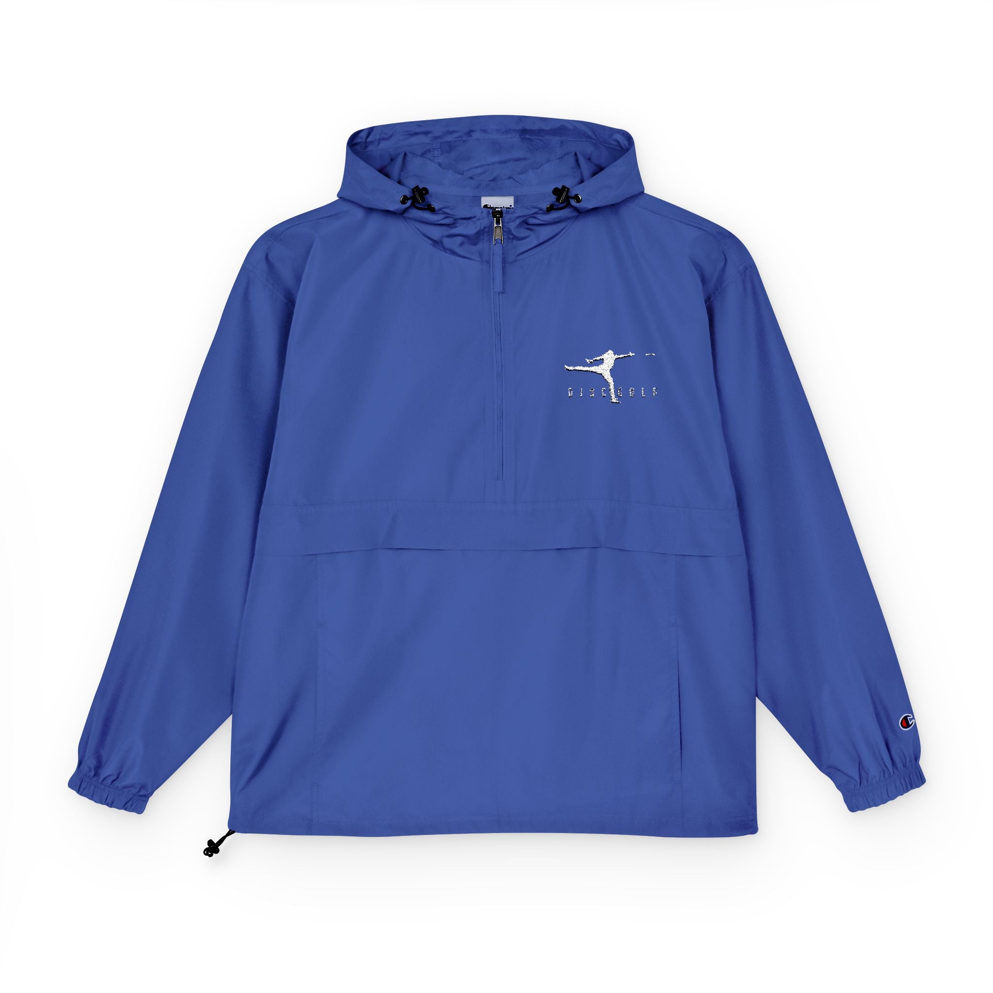 Disc Golf Man Packable Anorak Jacket — Lightweight Hooded Windbreaker with Small Logo