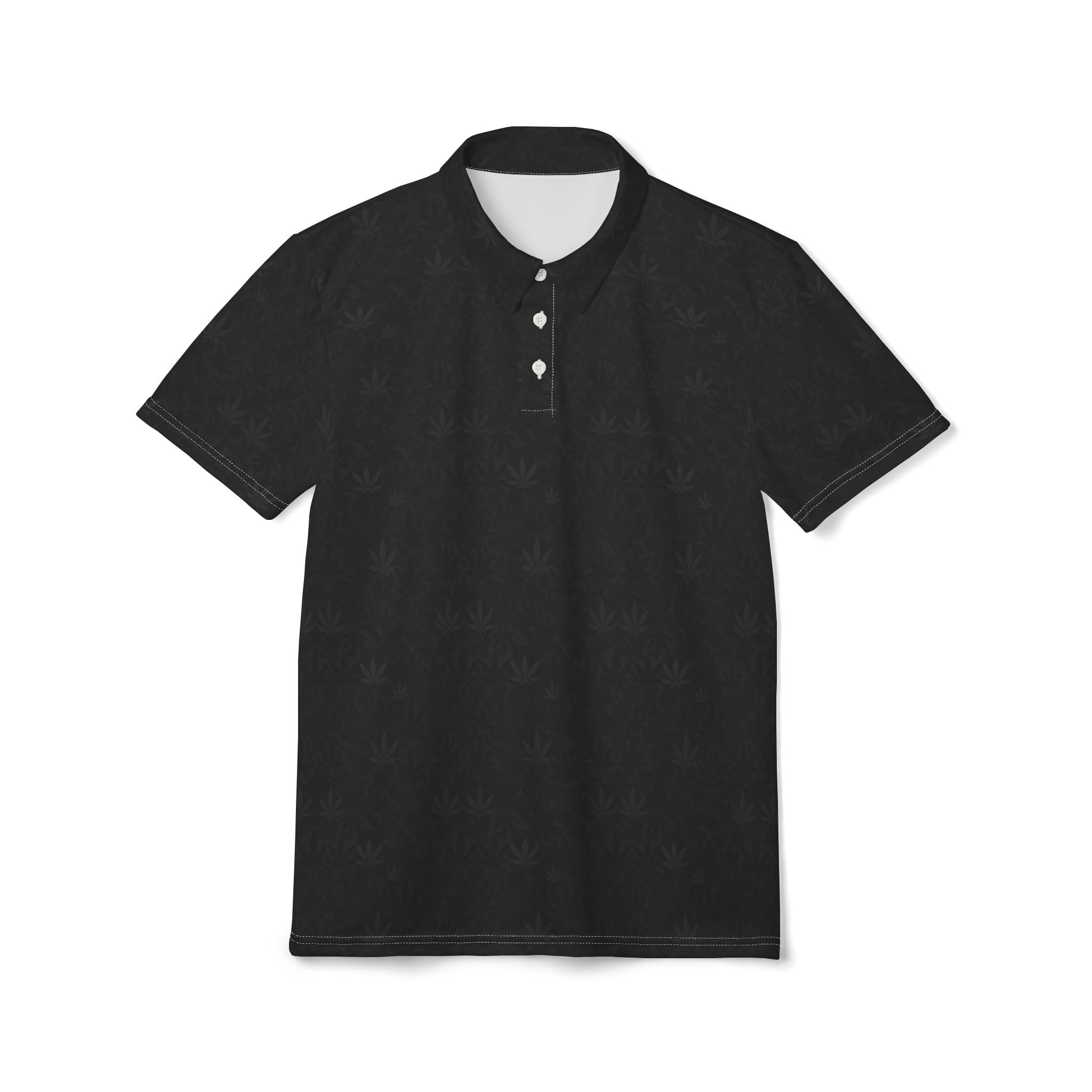 Men's Blacked Out Hemp Leaf Polo Shirt
