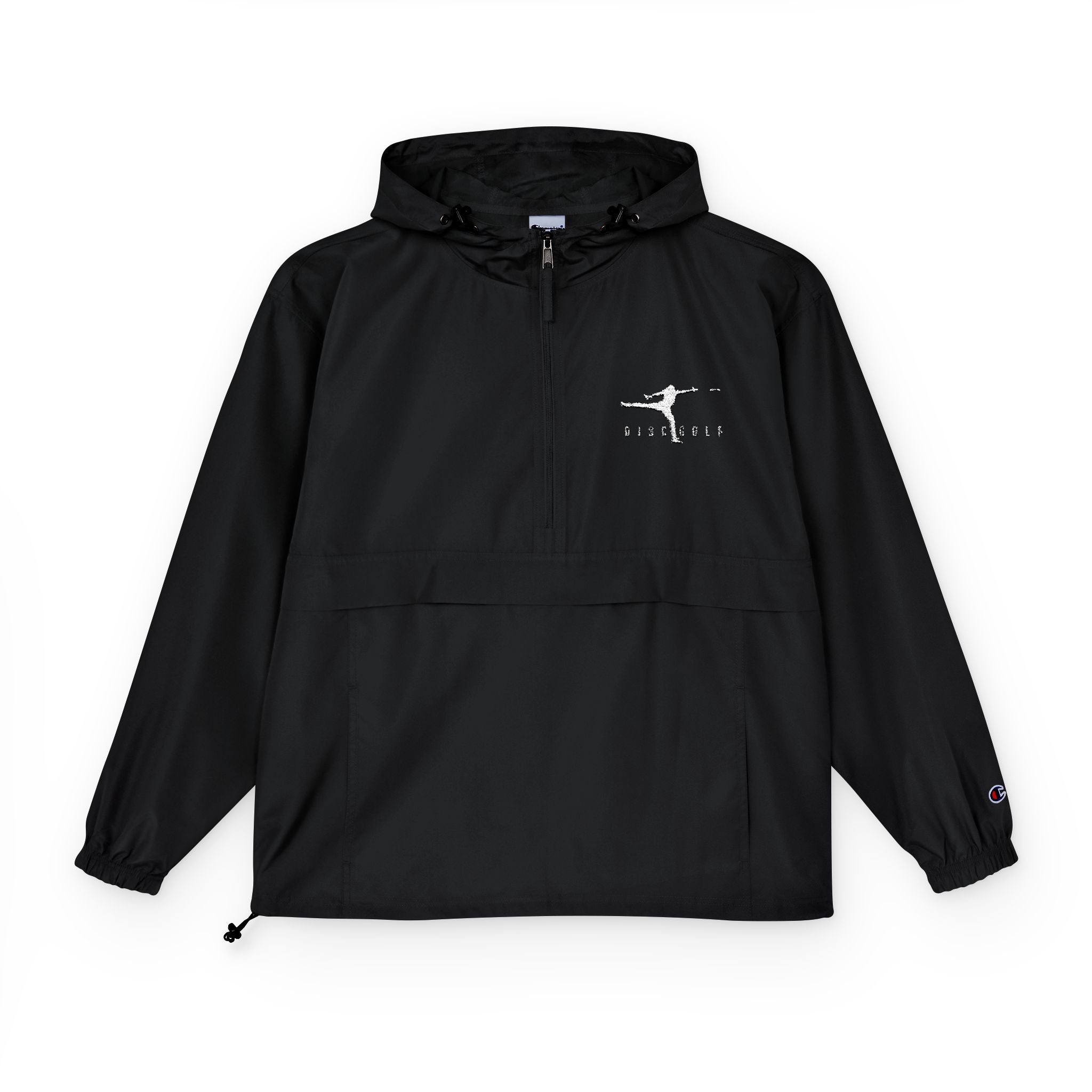 Disc Golf Man Packable Anorak Jacket — Lightweight Hooded Windbreaker with Small Logo