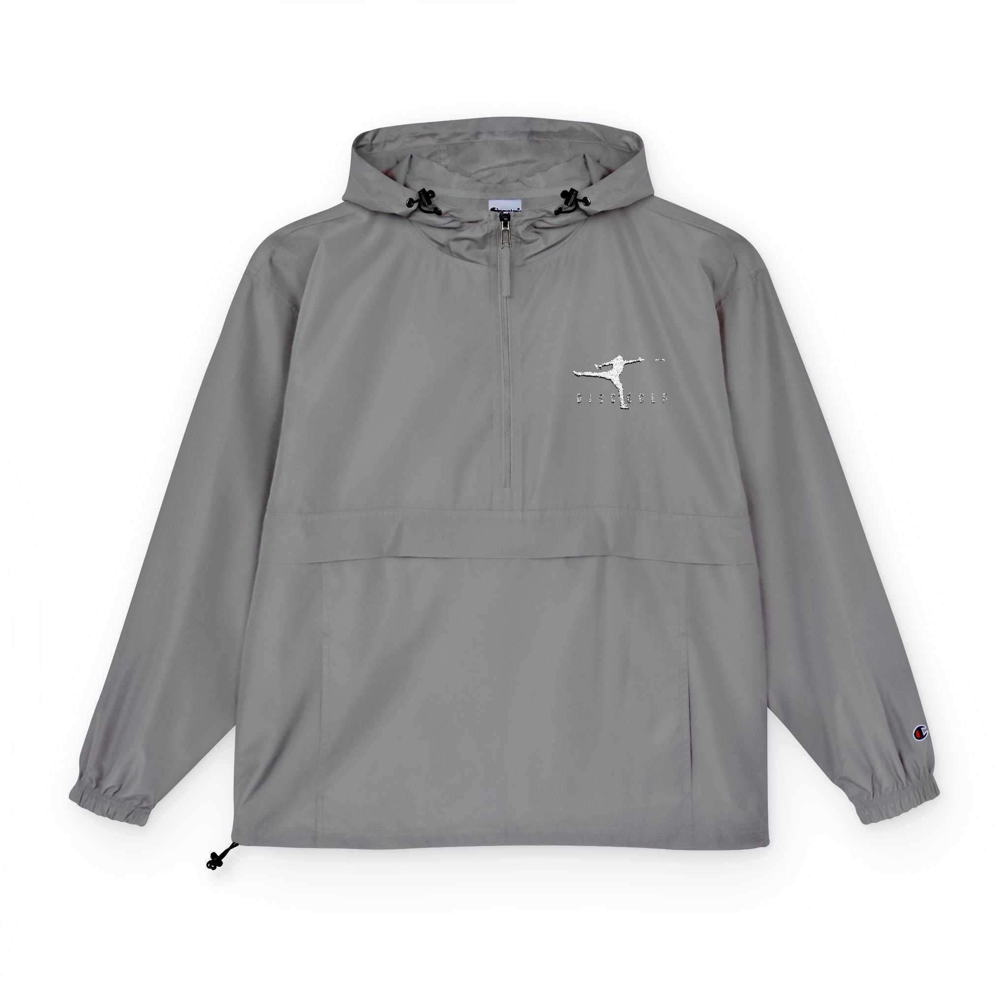 Disc Golf Man Packable Anorak Jacket — Lightweight Hooded Windbreaker with Small Logo