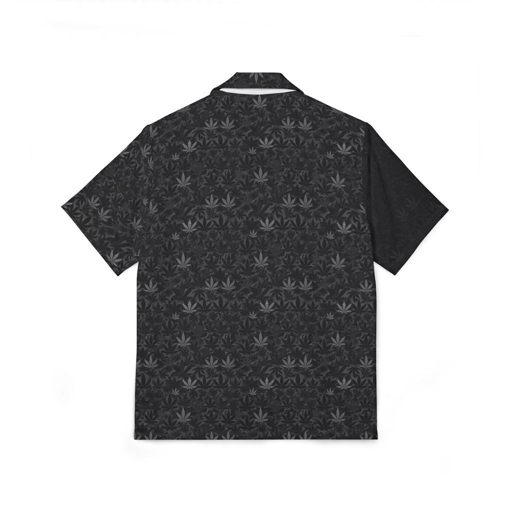 Black Leaf Pattern Hawaiian Shirt — Men's Camp Shirt, Subtle Cannabis AOP