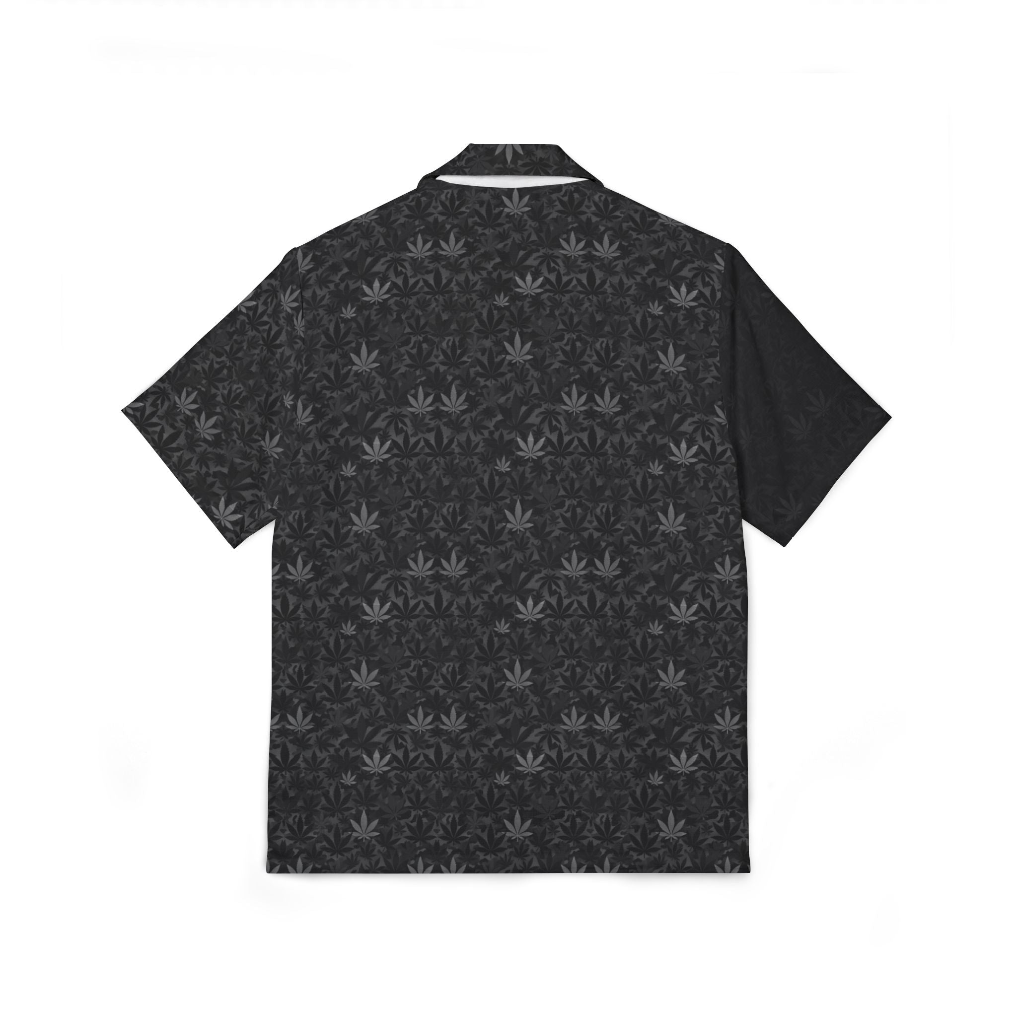 Black Leaf Pattern Hawaiian Shirt — Men's Camp Shirt, Subtle Cannabis AOP