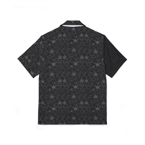 Black Leaf Pattern Hawaiian Shirt — Men's Camp Shirt, Subtle Cannabis AOP