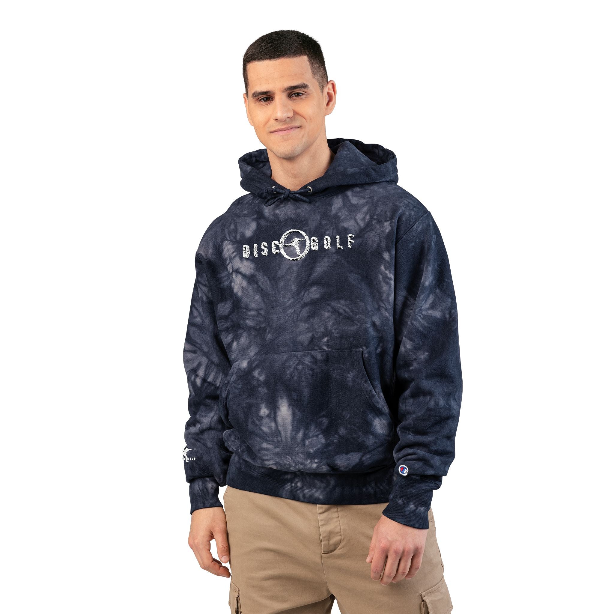 Disc Golf Man Logo Tie-Dye 'Rise Wolf' Embroidered Hoodie