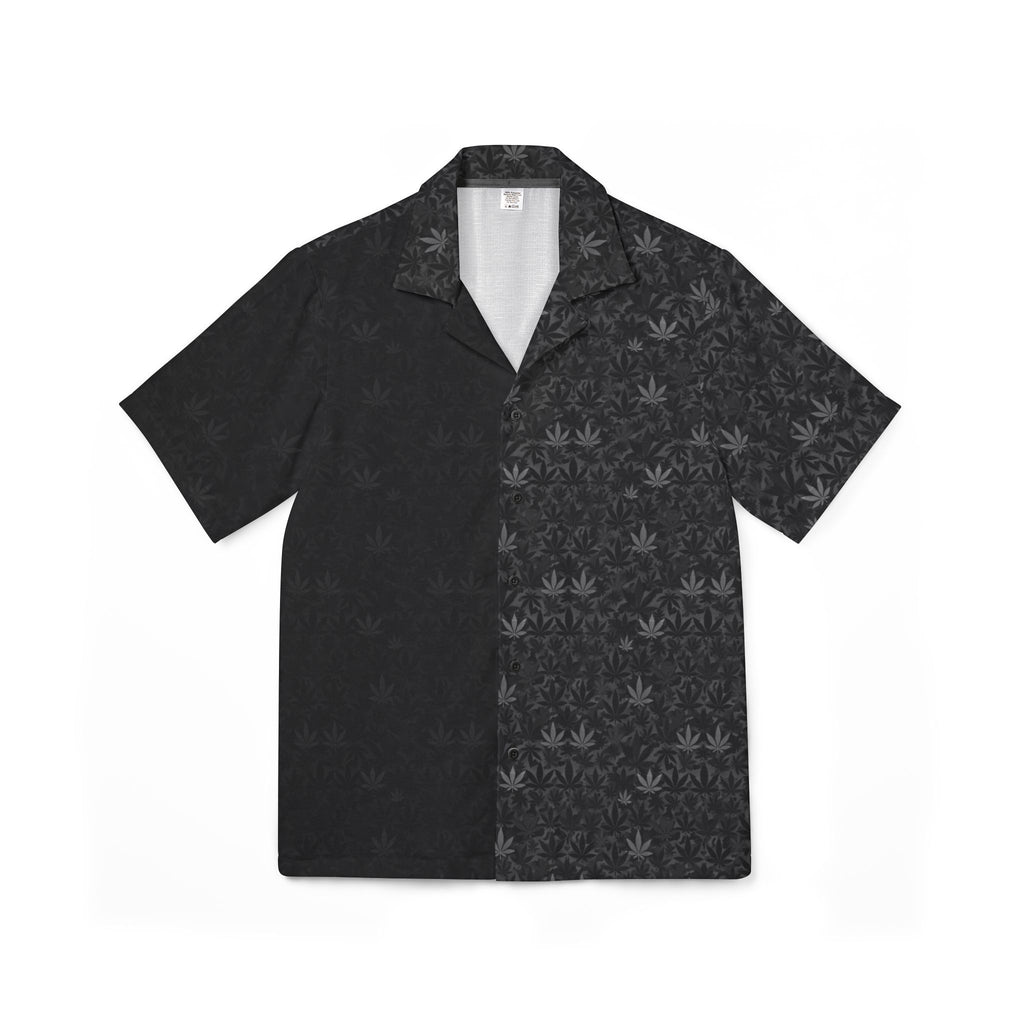Black Leaf Pattern Hawaiian Shirt — Men's Camp Shirt, Subtle Cannabis AOP