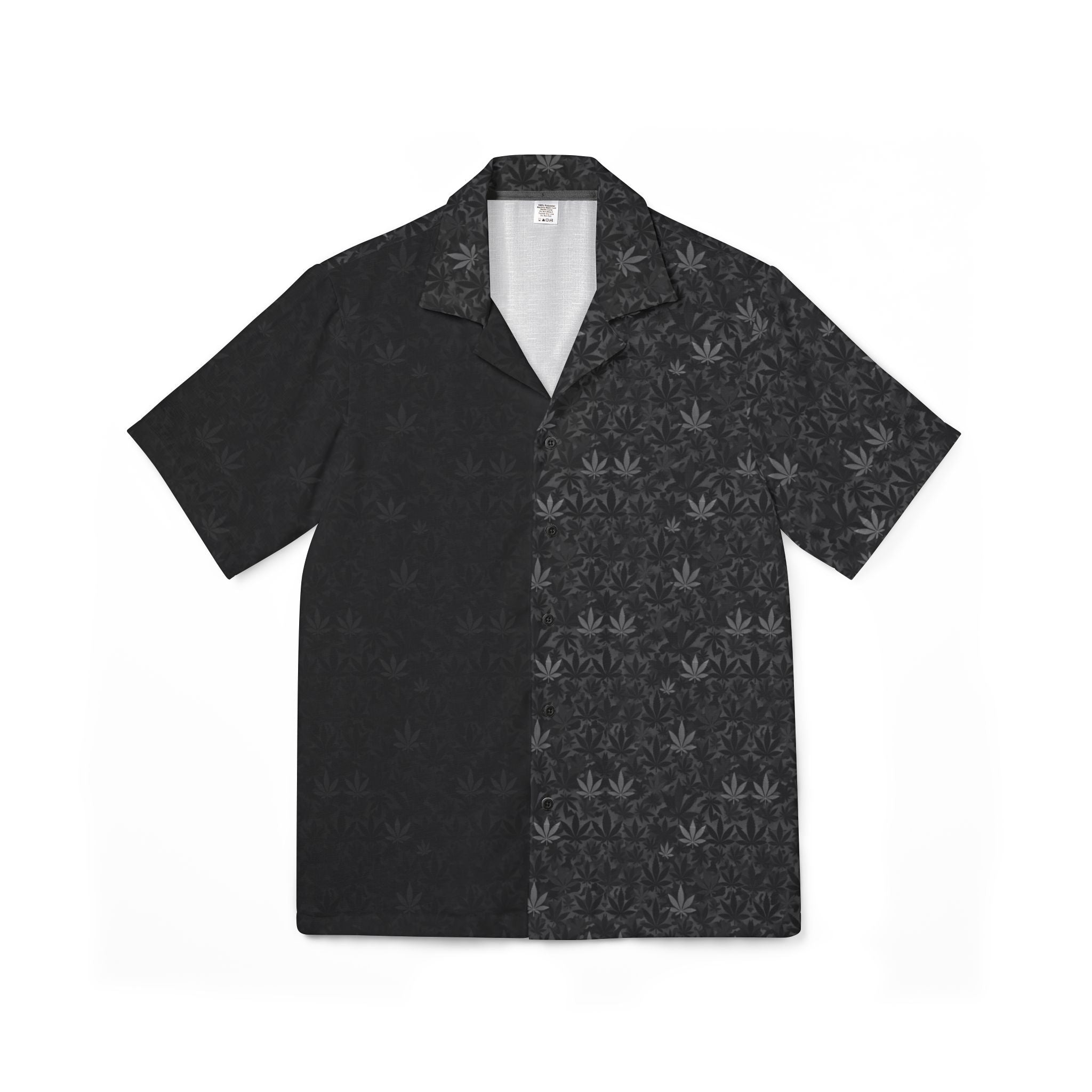 Black Leaf Pattern Hawaiian Shirt — Men's Camp Shirt, Subtle Cannabis AOP