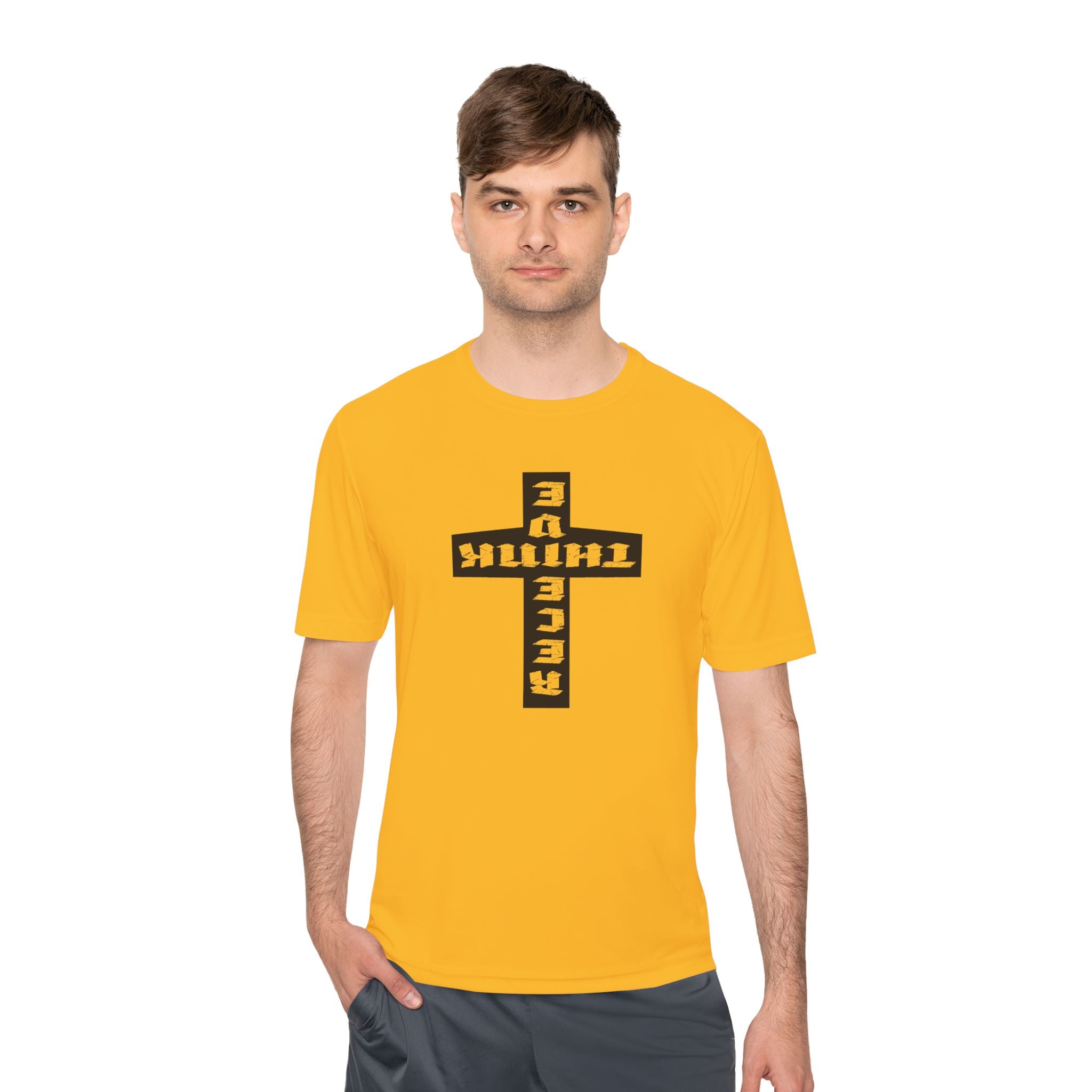 Think / Receive Reverse Cross Performance Tee —  Moisture-Wicking Shirt