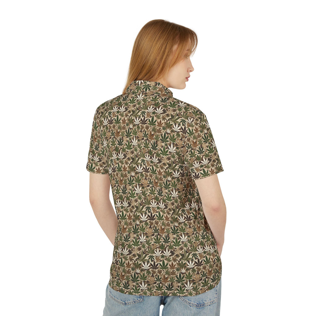 Men's Camo Hemp Leaf Polo Shirt