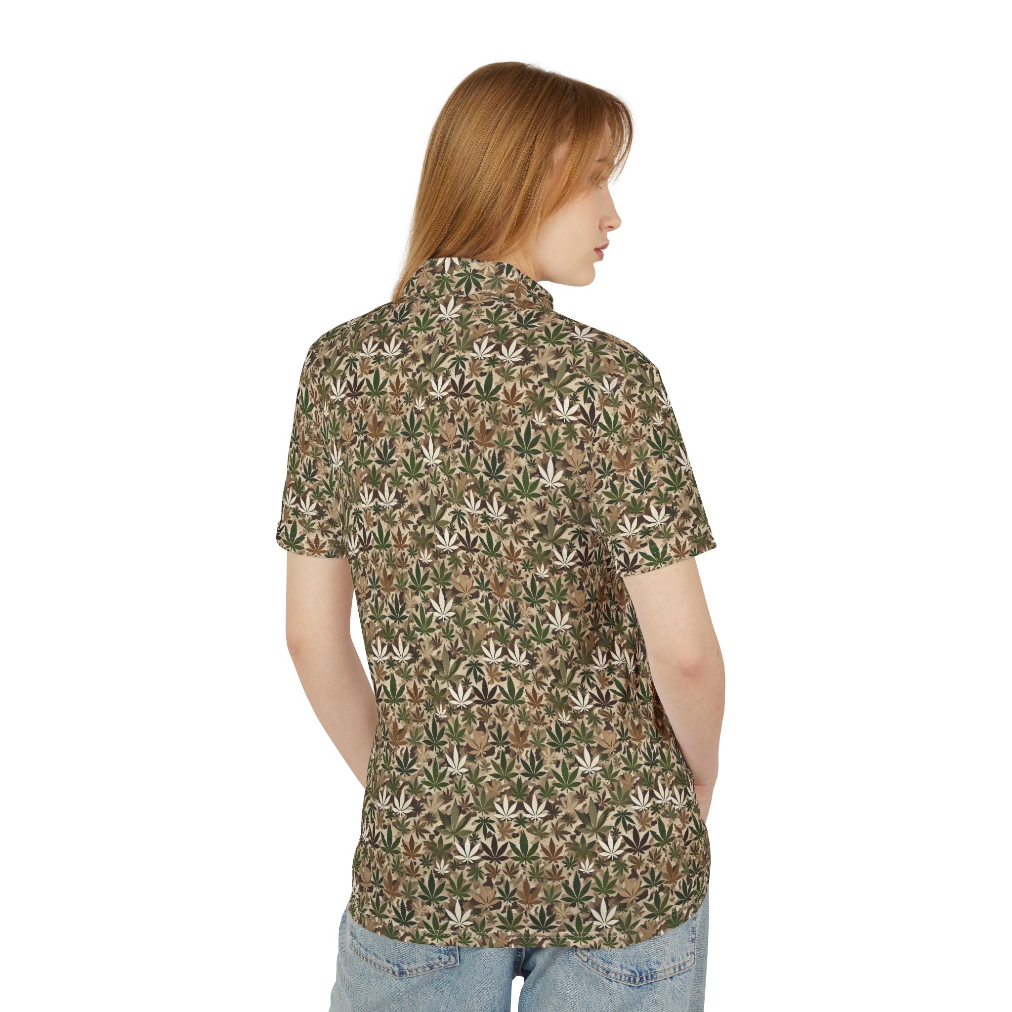 Men's Camo Hemp Leaf Polo Shirt