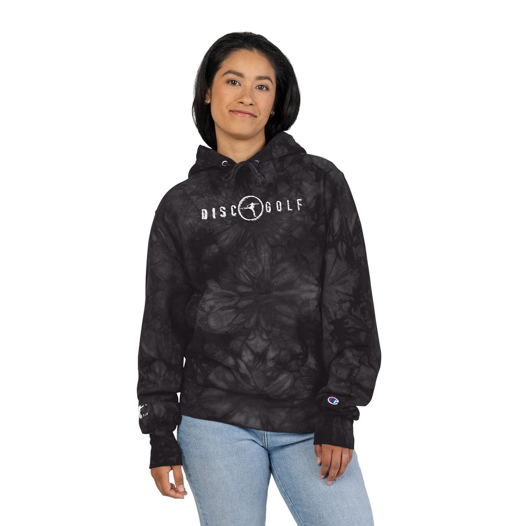 Disc Golf Man Logo Tie-Dye 'Rise Wolf' Embroidered Hoodie