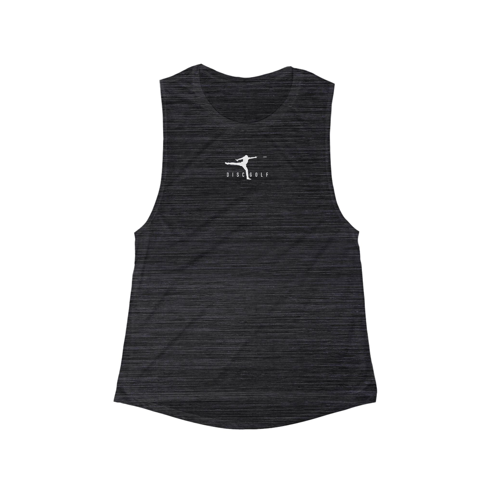 Disc Golf Man Yoga Pose Muscle Tank — Women's Flowy Scoop Athletic Tank Top
