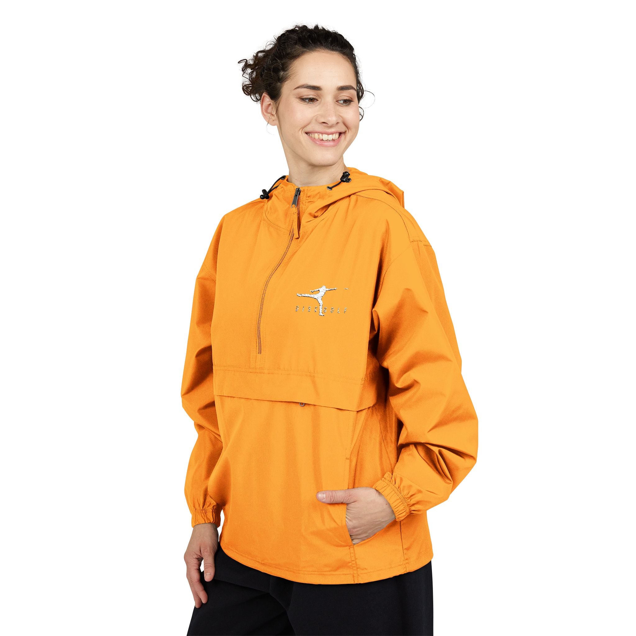 Disc Golf Man Packable Anorak Jacket — Lightweight Hooded Windbreaker with Small Logo