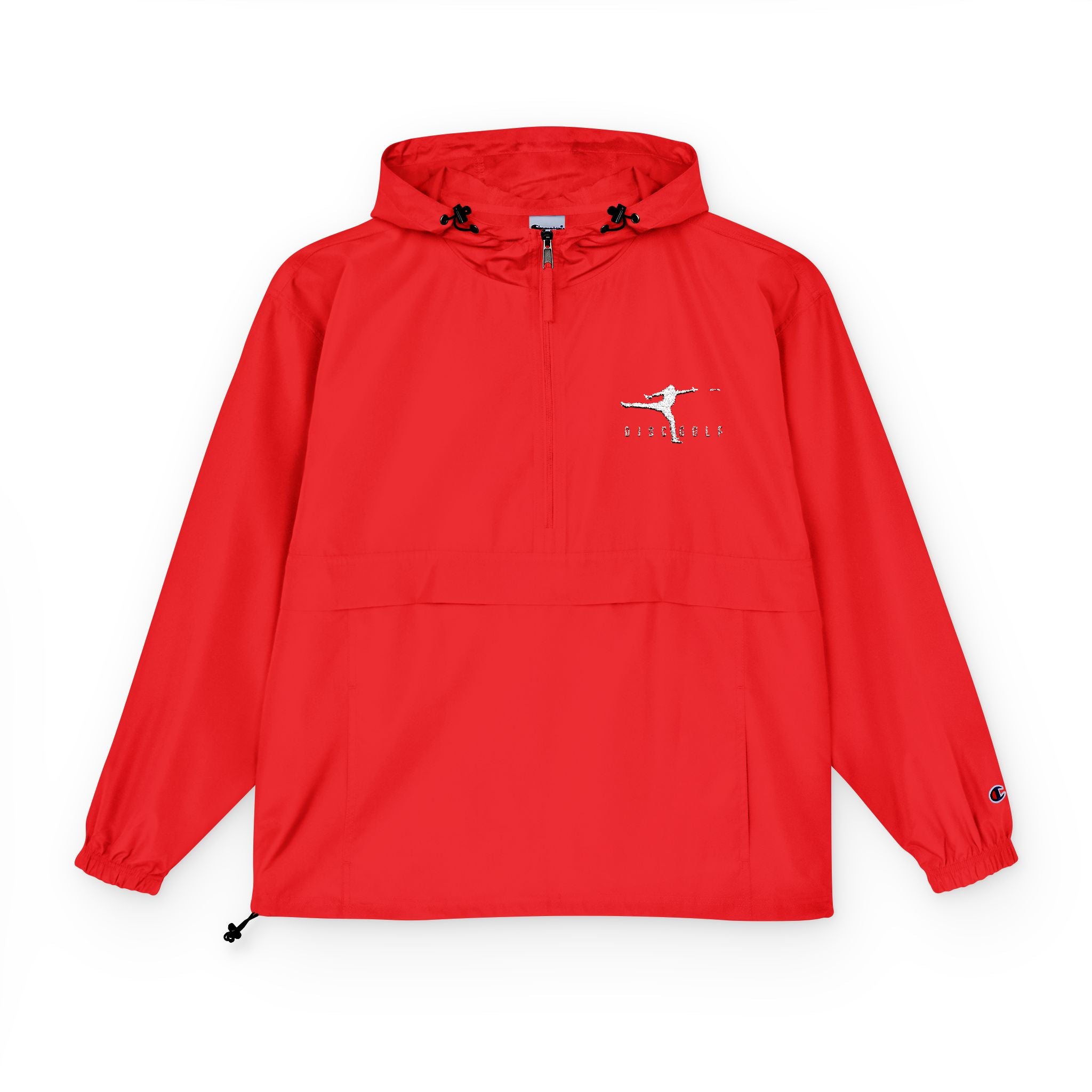 Disc Golf Man Packable Anorak Jacket — Lightweight Hooded Windbreaker with Small Logo
